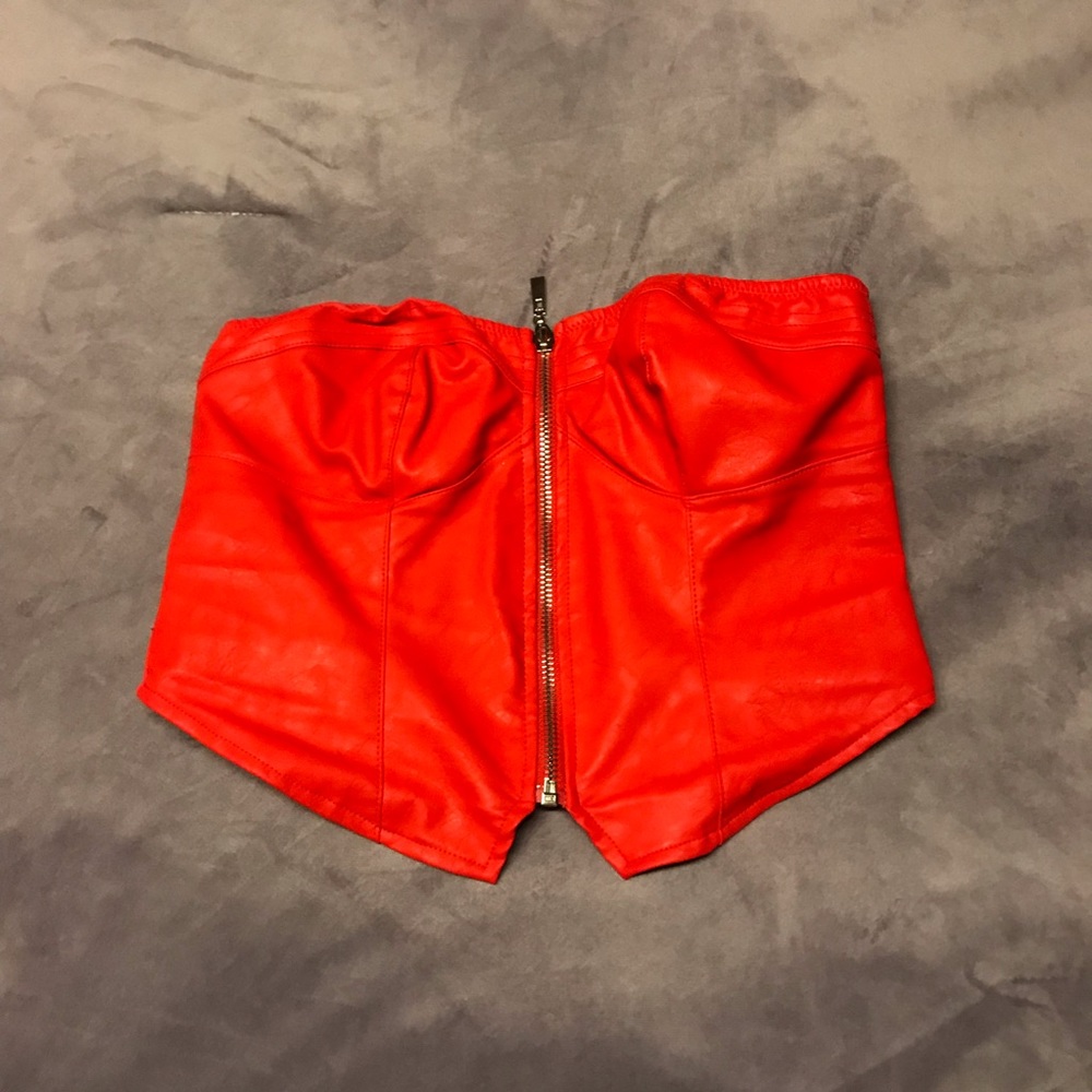 NEW Urban Outfitters Red Zip Up Bustier XS